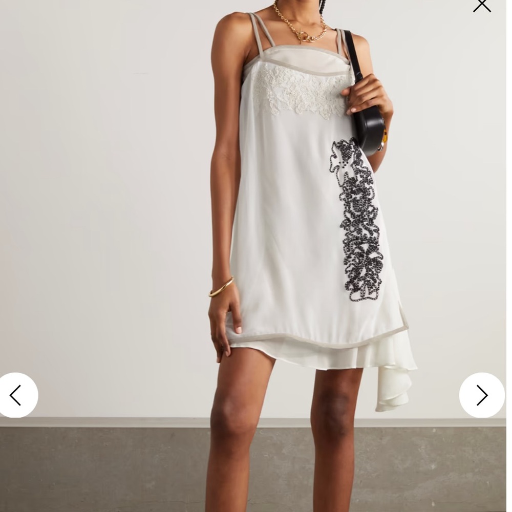 Christopher Esber White Silk Mini Asymmetrical Dress with Intricate Detailing